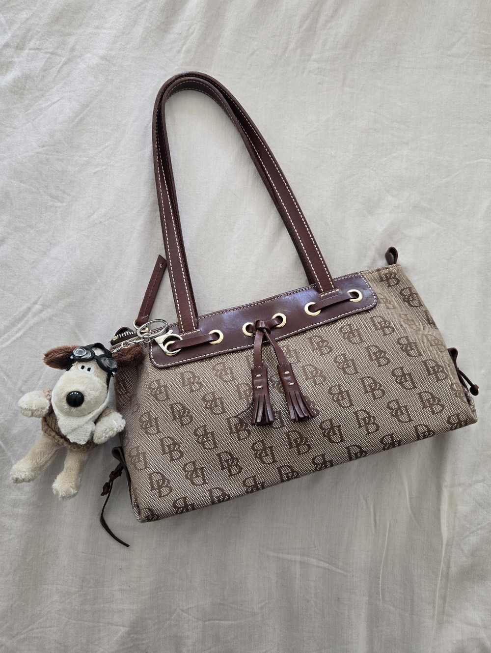Vintage Dooney & Bourke Signature Jacquard Baguette Bag
